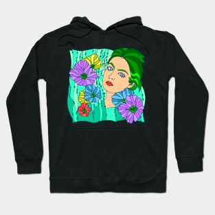 Green Mermaid With Water Flowers Hoodie